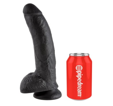 King Cock - Realistyczne Dildo Z Żołędziem Jądrami I Żyłkami 23 CM Czarny